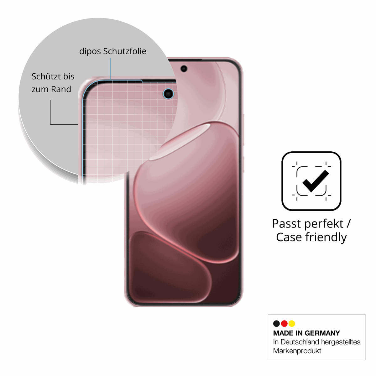 Schutzglasfolie mit optimaler Passform, zur Verwendung mit Hüllen geeignet