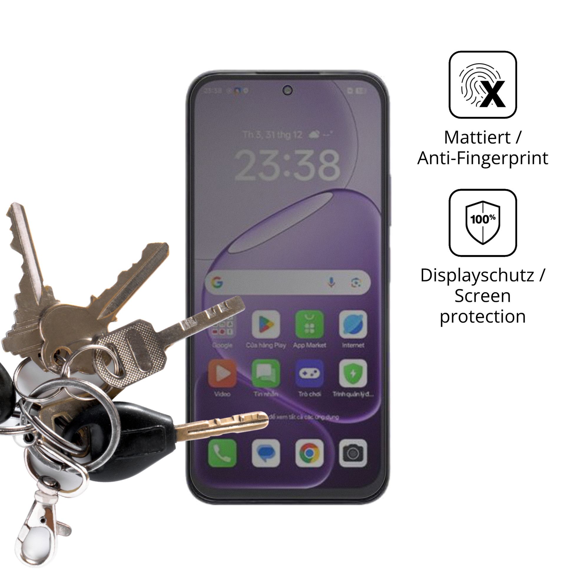 dipos Displayschutz für Oppo A6t, mattierte Oberfläche, Blickschutzfilter und perfekter Passform