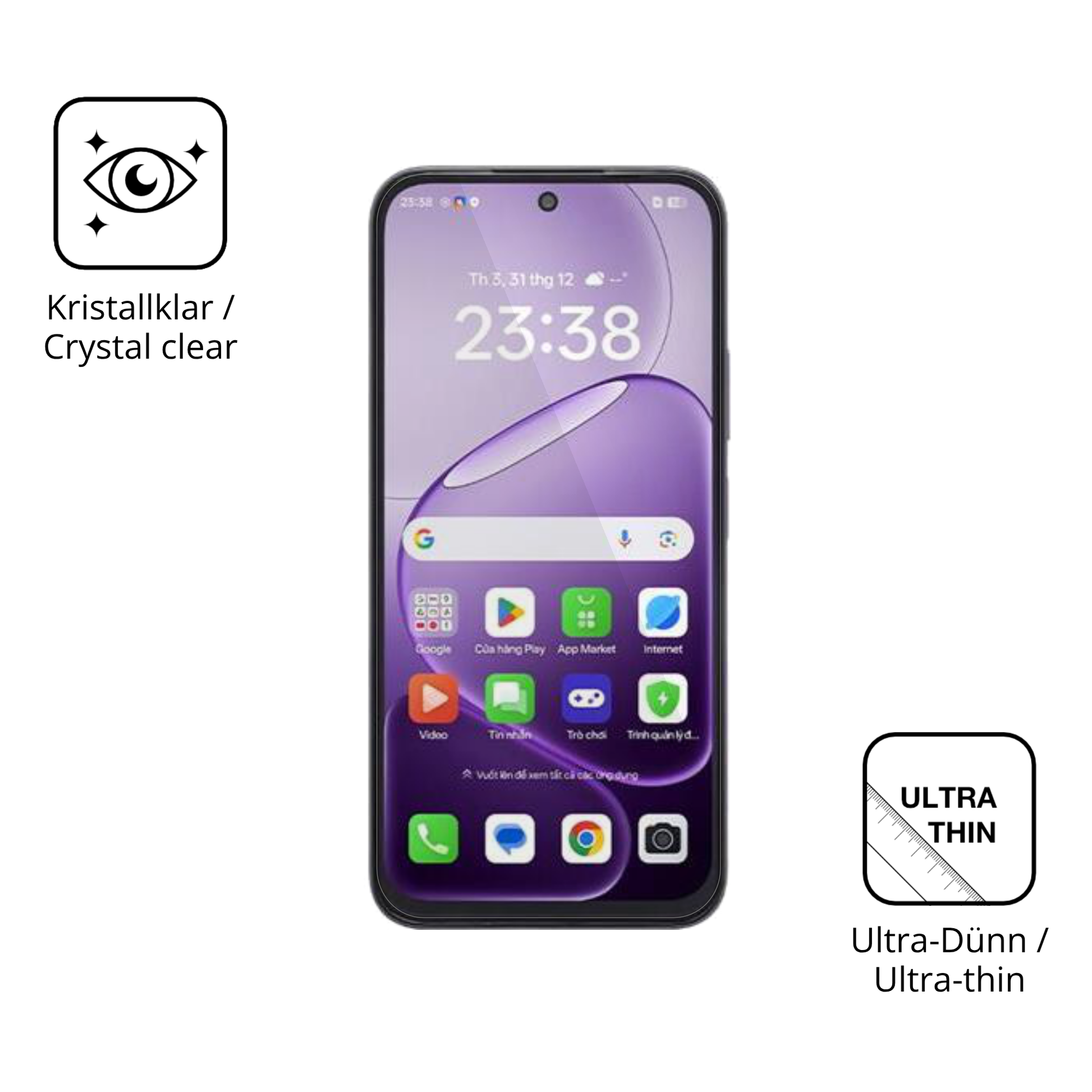 Dünne und klare Folie passend zugeschnitten für Oppo A6t