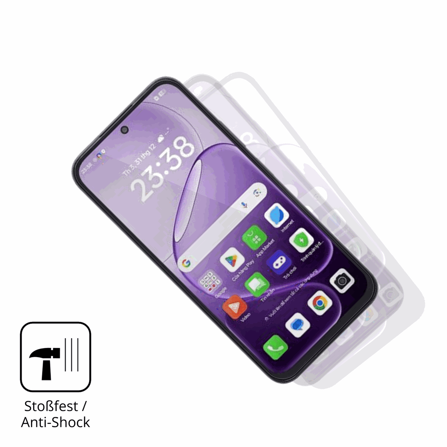 Schutz gegen Kratzer auf dem Oppo A6t Glas durch Schlüssel, Stöße gegen die Tischkante oder Stürze