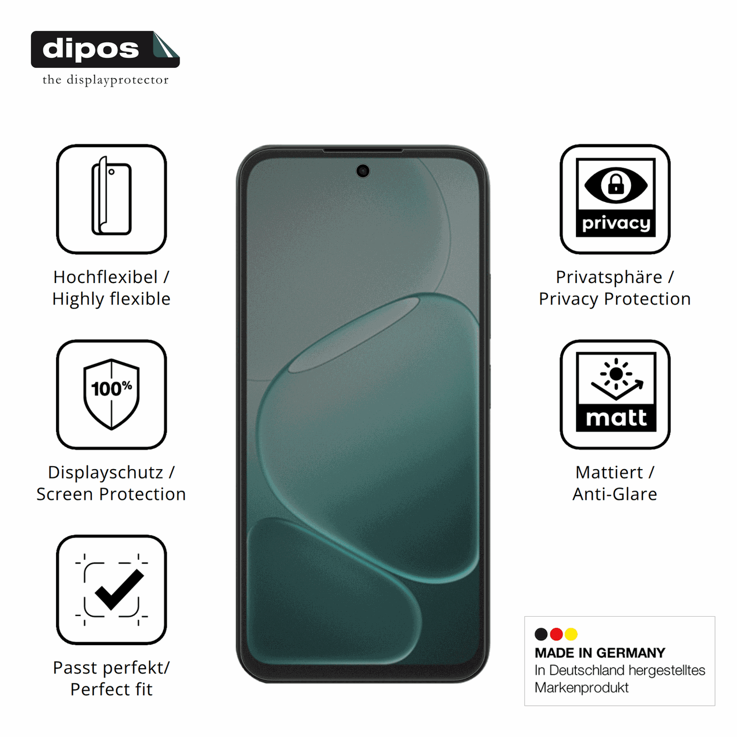 Flexible TPU-Folie passend zugeschnitten für Oppo A6v, mit Privatsphäre-Schutz durch Sichtschutz-Folie