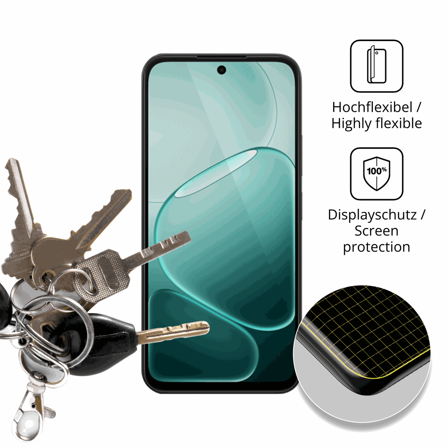 dipos Displayschutz für Oppo A6v, transparente Oberfläche, geringe Dicke und perfekte Passform