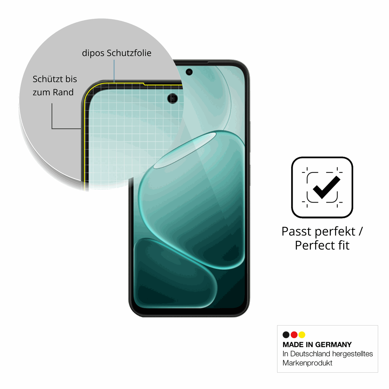Schutzfolie mit optimaler Passform, zur Verwendung mit Hüllen geeignet