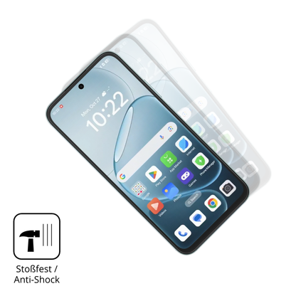 Schutz gegen Kratzer auf dem Oppo A6x Glas durch Schlüssel, Stöße gegen die Tischkante oder Stürze