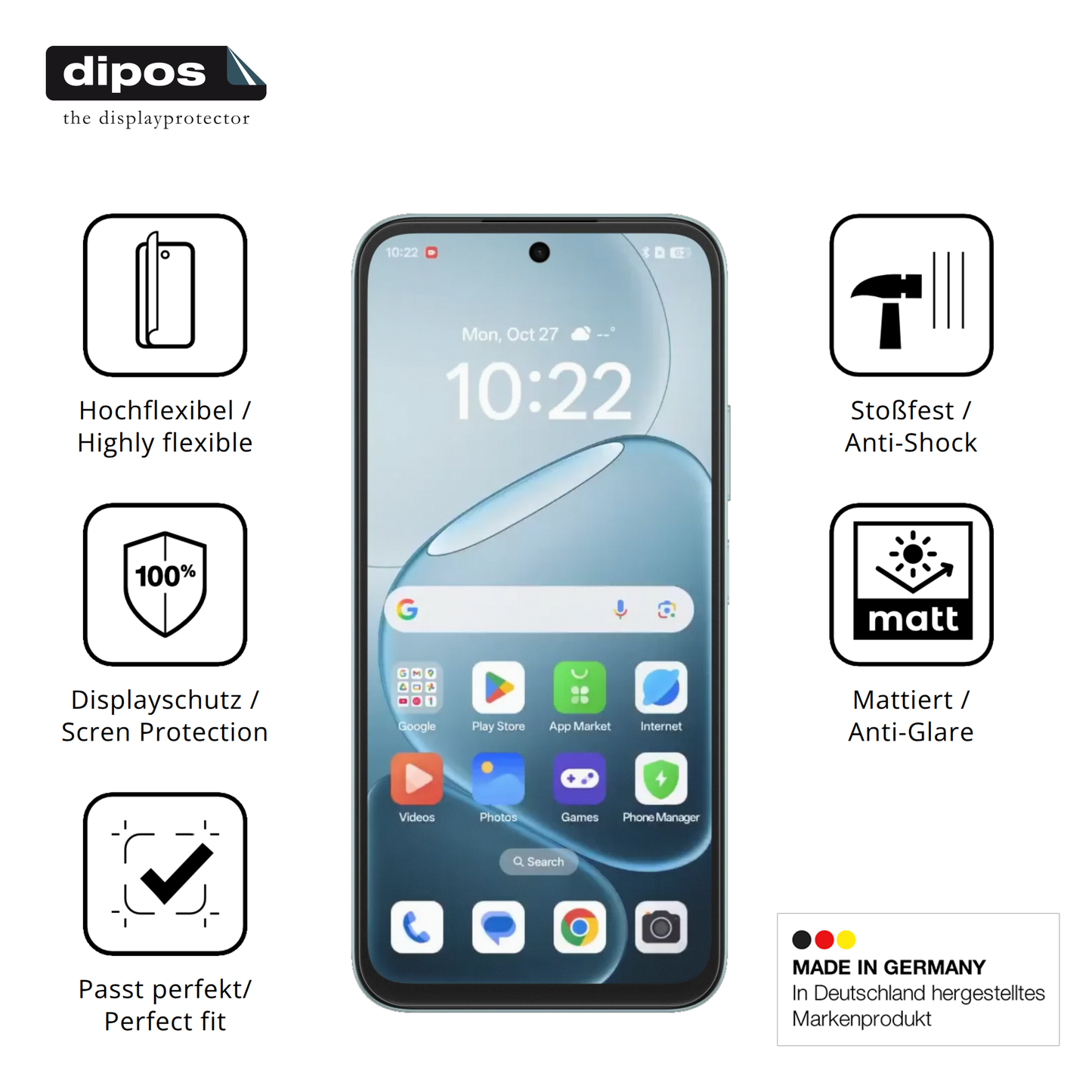 Displayschutz hergestellt in Deutschland, höchste Qualität made in Germany