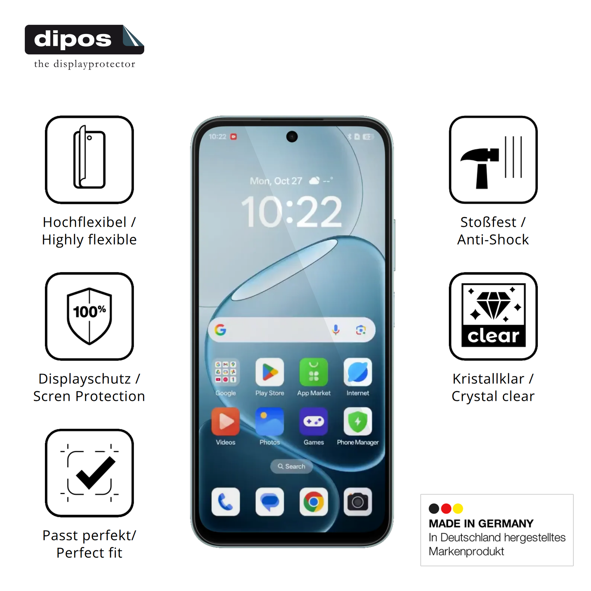 Displayschutz hergestellt in Deutschland, höchste Qualität made in Germany