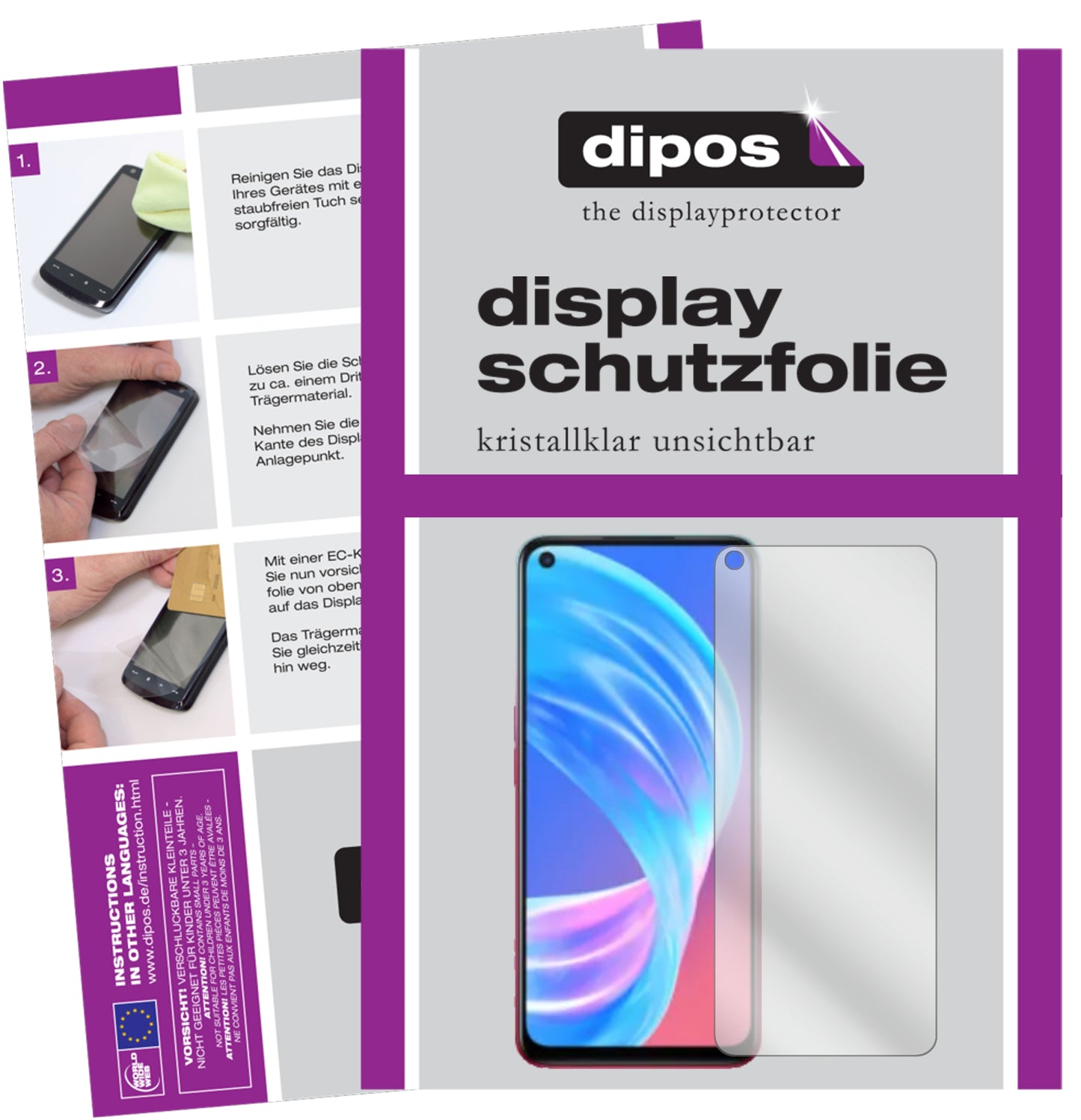 Klare Displayschutzfolie von dipos passend für Oppo A73 5G, präziser Zuschnitt und blasenfrei montiert