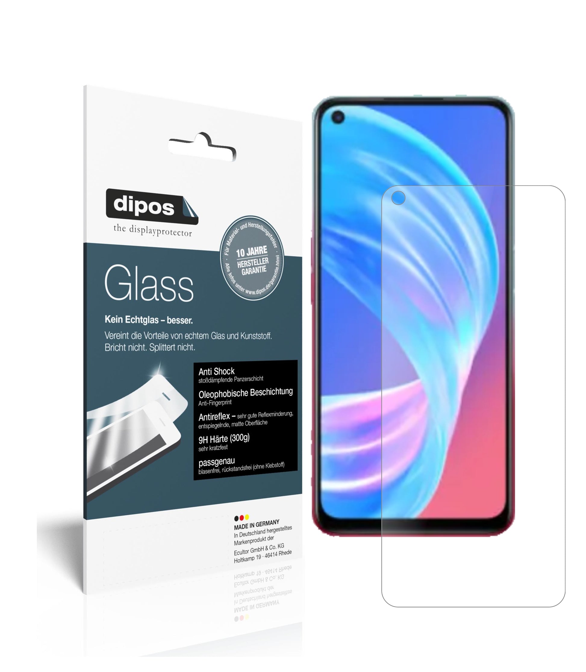 Matte Displayschutzfolie von dipos passend für Oppo A72 5G, 9H kratzfest und blasenfrei montiert