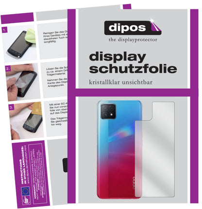 Klare Displayschutzfolie von dipos passend für Oppo A72 5G Rückseite, präziser Zuschnitt und blasenfrei montiert