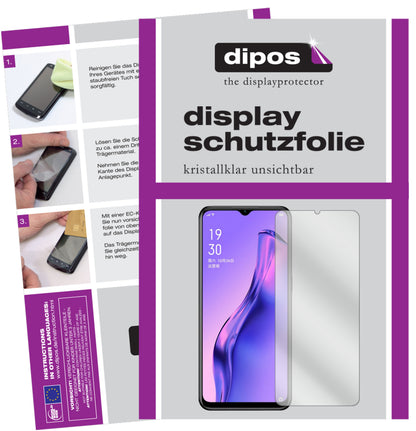 Klare Displayschutzfolie von dipos passend für Oppo A31, präziser Zuschnitt und blasenfrei montiert