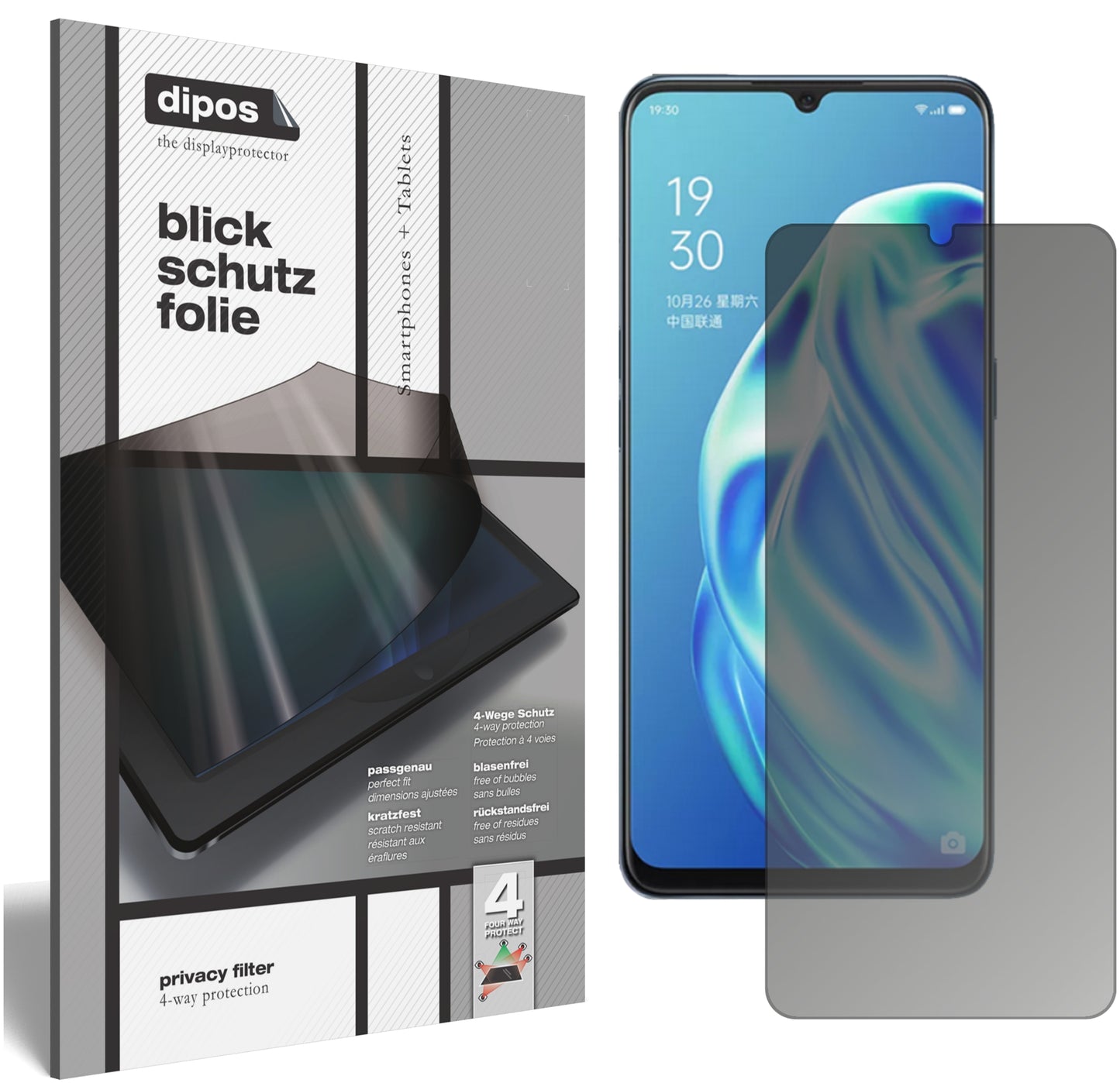 Blickschutzfolie für Oppo F15 matt Schutzfolie Privacy