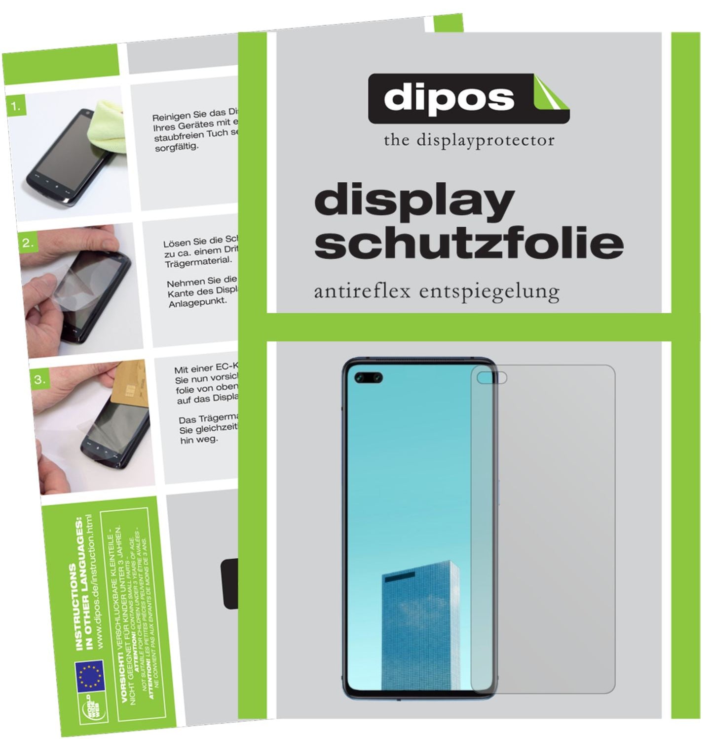 Matte Displayschutzfolie von dipos passend für Oppo A92s, präziser Zuschnitt und blasenfrei montiert