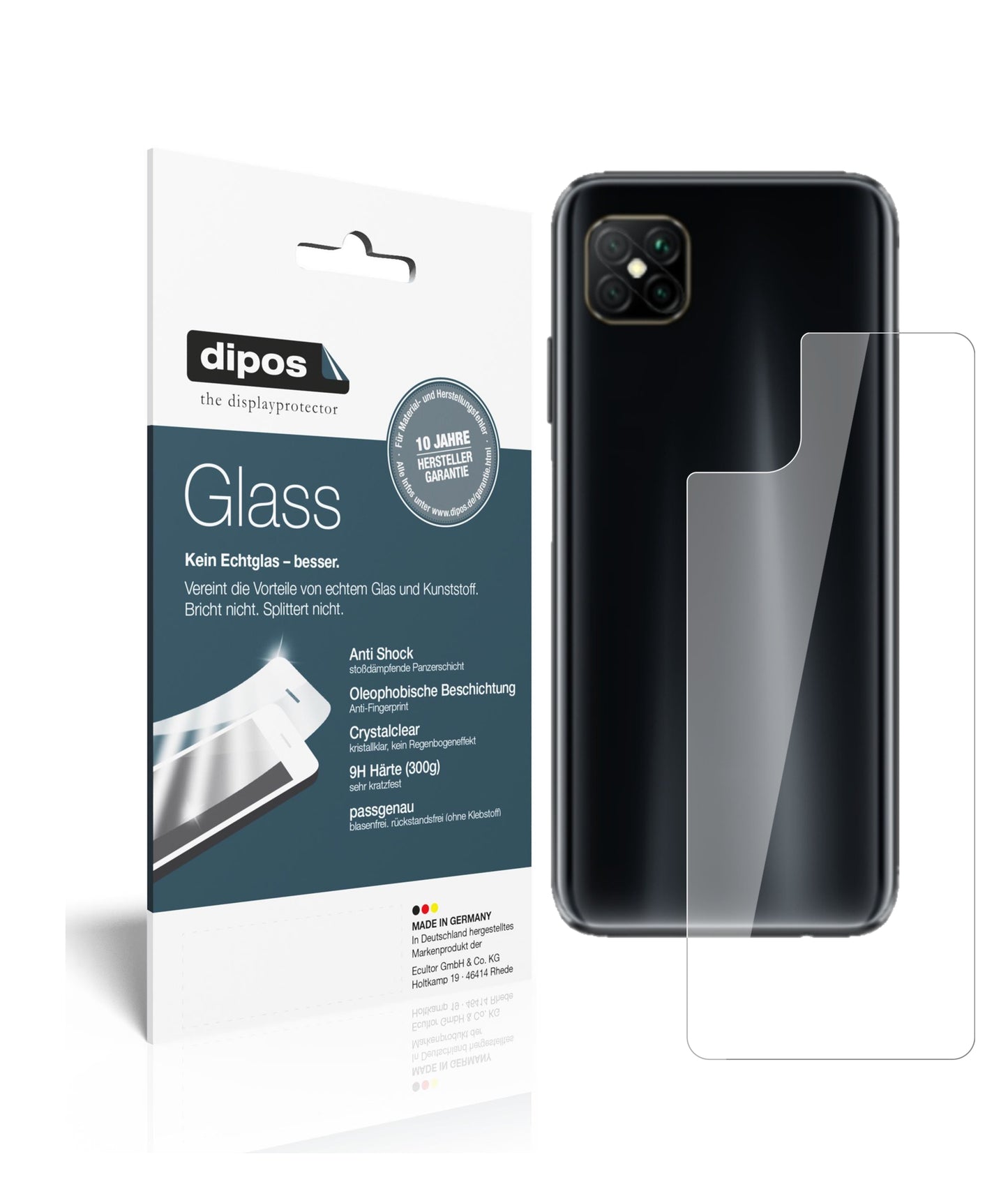 Perfekte Passform und ultimative Qualität: Unser 9H Panzerglas bietet Schutz für Oppo-A92s Rückseite