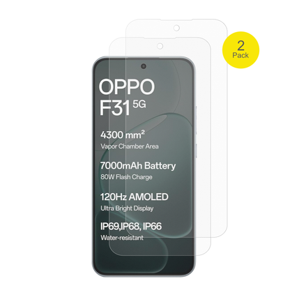 OppoF31 mit aufgebrachter dipos Flex Schutzfolie, glasklare Darstellung ohne Einschränkungen