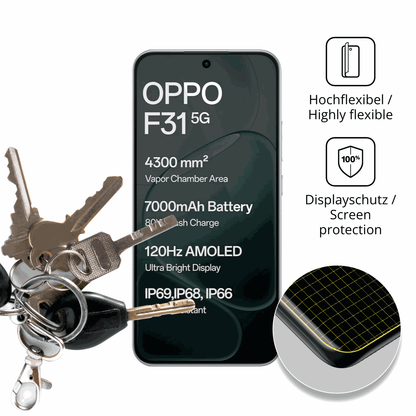 dipos Displayschutz für Oppo F31, transparente Oberfläche, geringe Dicke und perfekte Passform