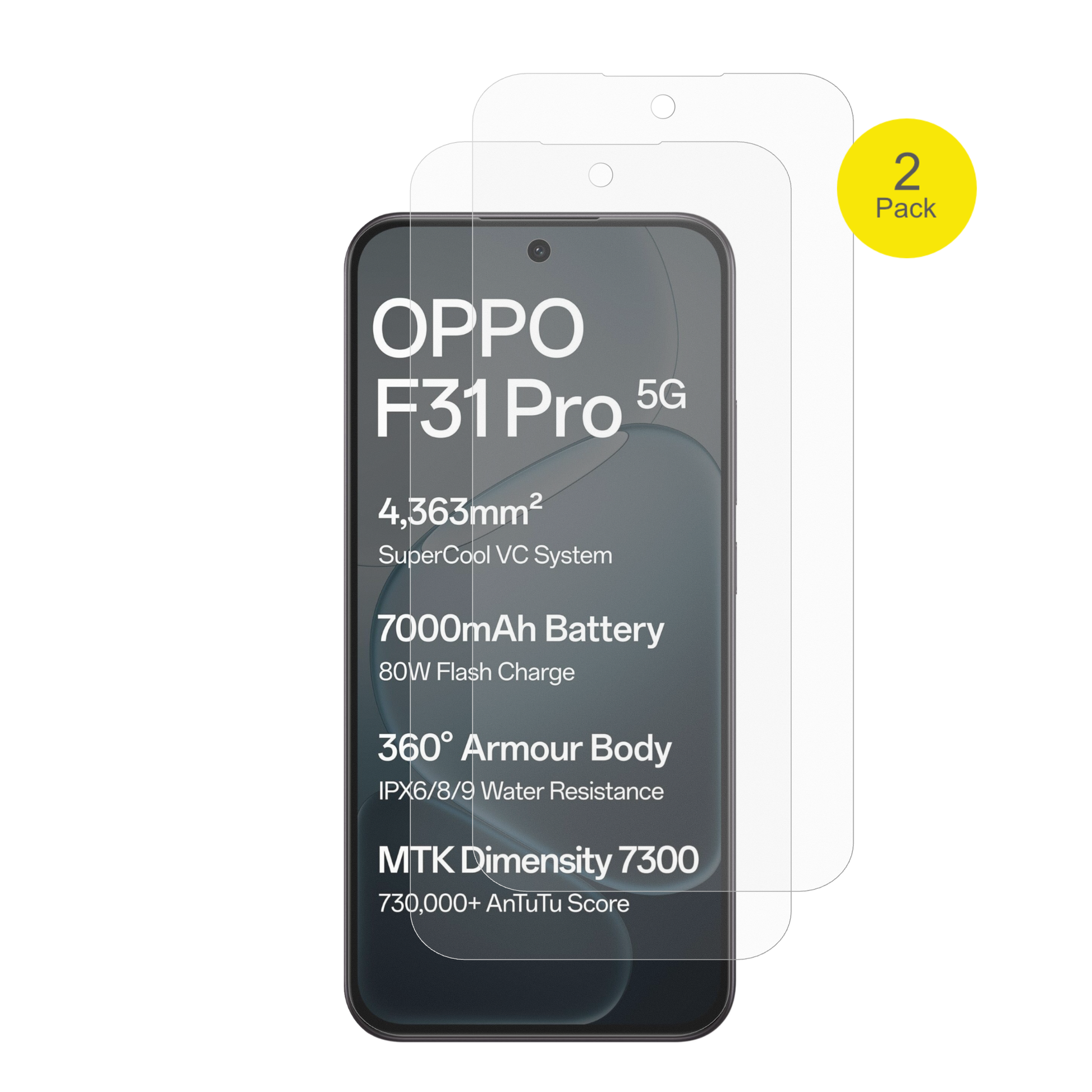 OppoF31 Pro mit aufgebrachter dipos Flex Schutzfolie, glasklare Darstellung ohne Einschränkungen