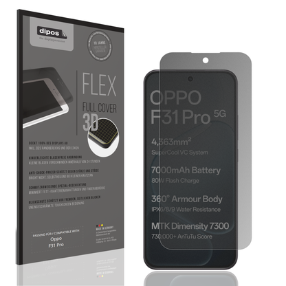 Blickschutzfolie von dipos passend für Oppo F31 Pro, 100% Displayabdeckung und blasenfreie Montage