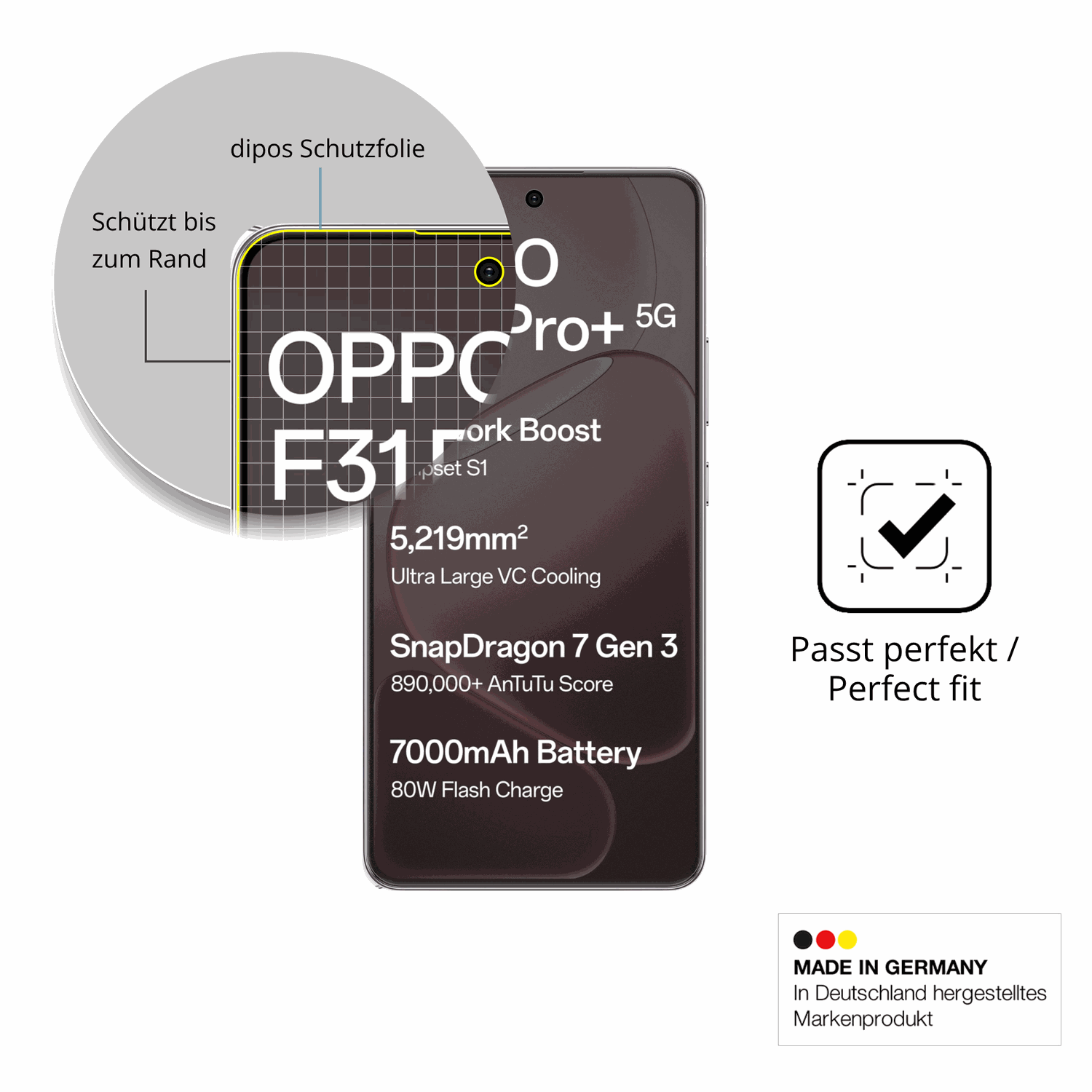 Besonders flexibler Displayschutz mit Anti-Shock-Schicht im Materialmix