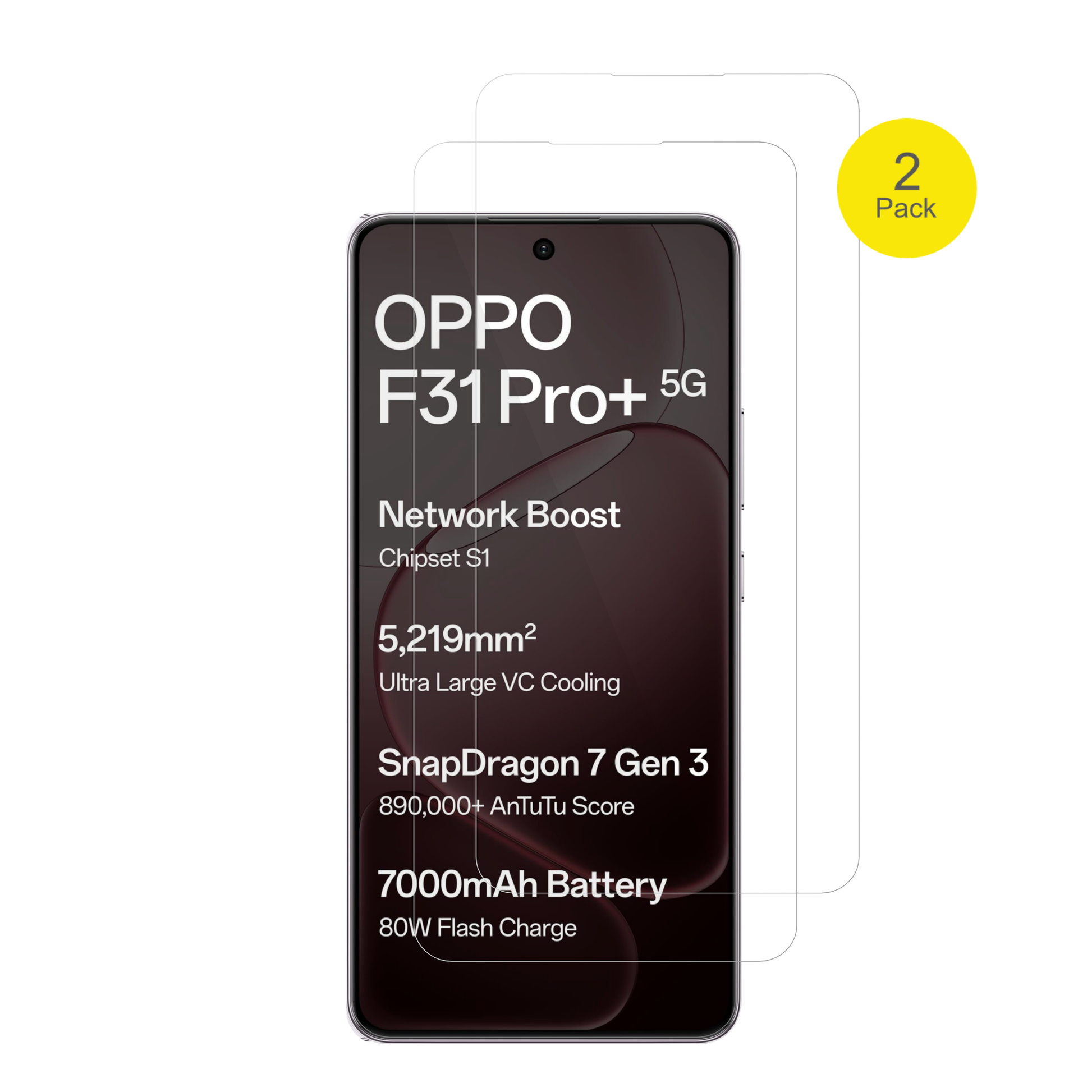 OppoF31 Pro Plus mit aufgebrachter dipos Displayschutzfolie, glasklare Darstellung ohne Einschränkungen
