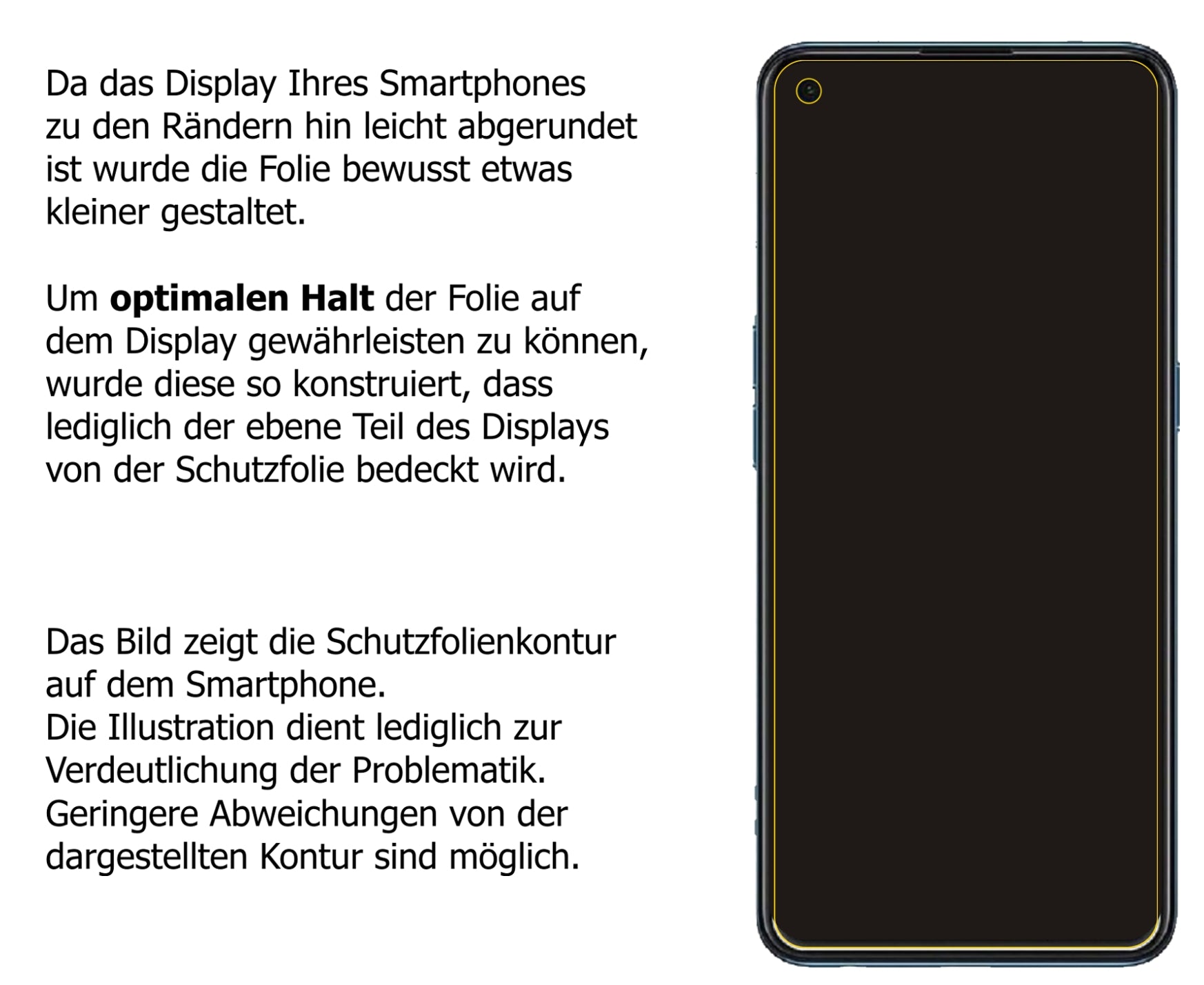 Schutzfolie mit optimaler Passform, zur Verwendung mit Hüllen geeignet