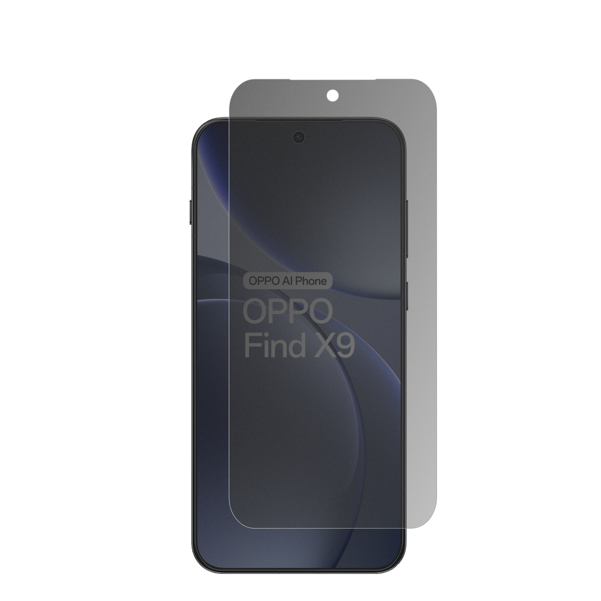 OppoFind X9 5G mit aufgebrachtem dipos Displayschutz, der seitliche Einblicke blockiert