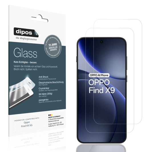 Klare Displayschutzfolie von dipos passend für Oppo Find X9 5G, 9H kratzfest und blasenfrei montiert