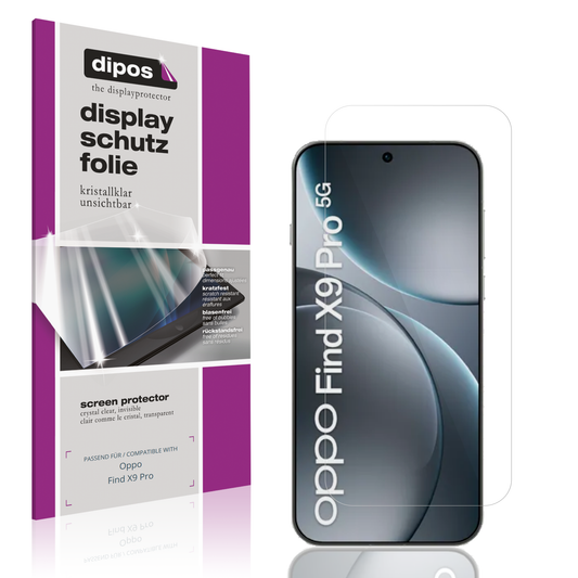 Klare Displayschutzfolie von dipos passend für oppofind x9 pro, präziser Zuschnitt und blasenfrei montiert