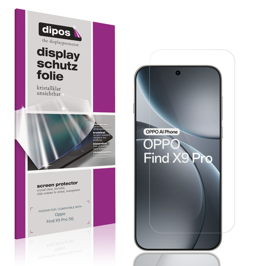 Klare Displayschutzfolie von dipos passend für oppofind x9 pro 5g, präziser Zuschnitt und blasenfrei montiert