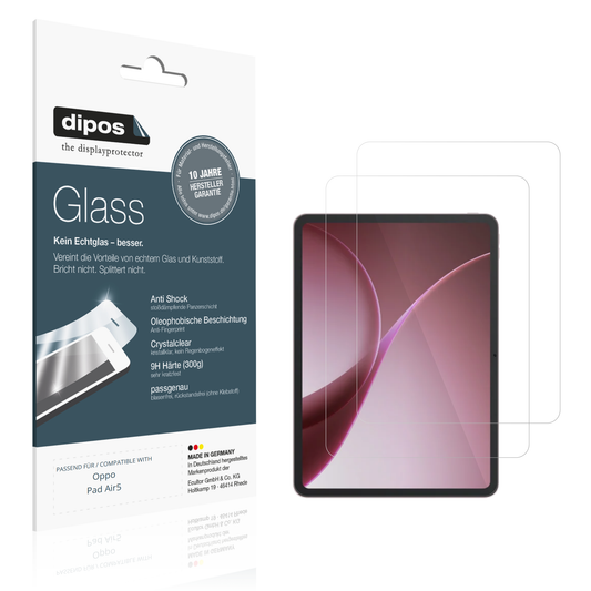 Klare Displayschutzfolie von dipos passend für Oppo Pad Air5, 9H kratzfest und blasenfrei montiert
