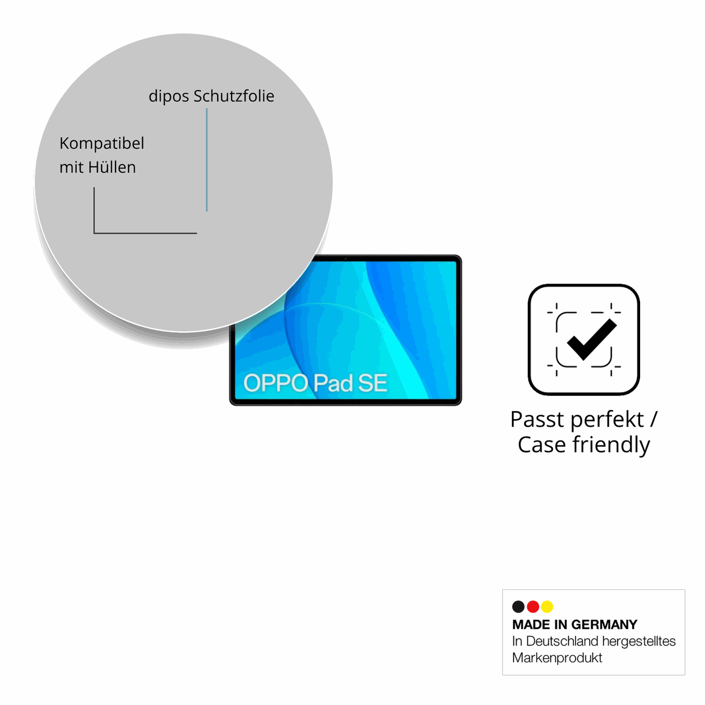 Schutzfolie mit optimaler Passform, zur Verwendung mit Hüllen geeignet