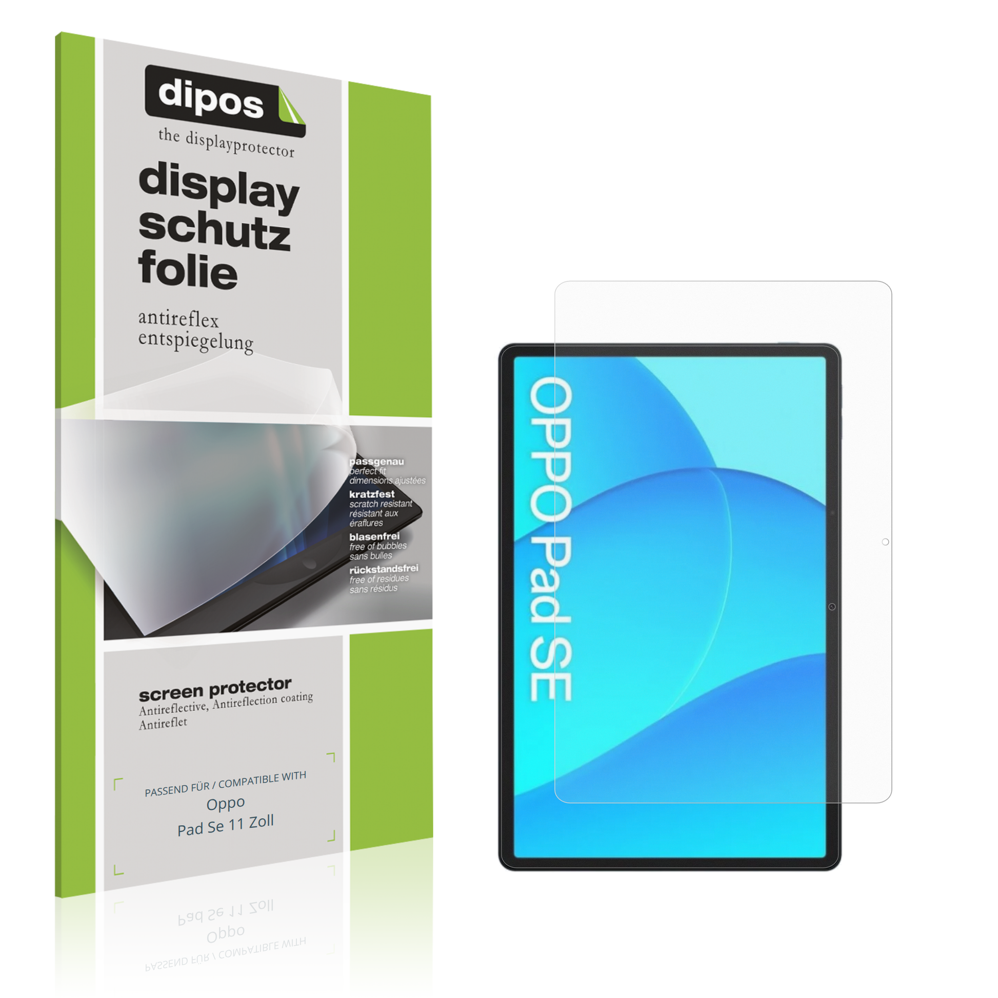 Matte Displayschutzfolie von dipos passend für Oppo Pad Se 11 Zoll, präziser Zuschnitt und blasenfrei montiert