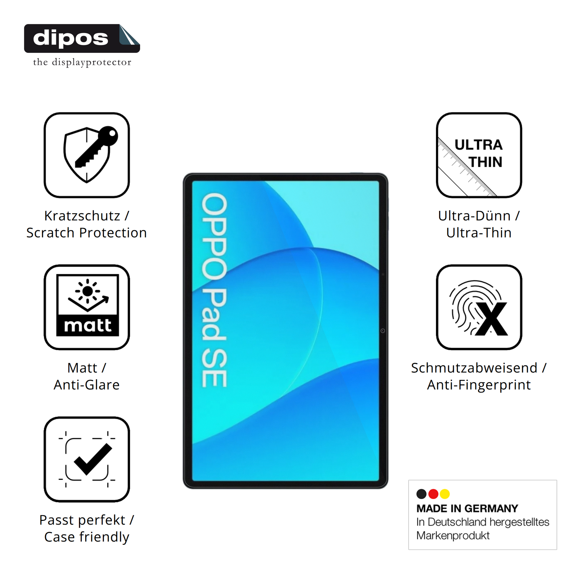 Displayschutz hergestellt in Deutschland, höchste Qualität made in Germany