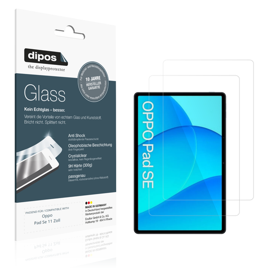 Klare Displayschutzfolie von dipos passend für Oppo Pad Se 11 Zoll, 9H kratzfest und blasenfrei montiert