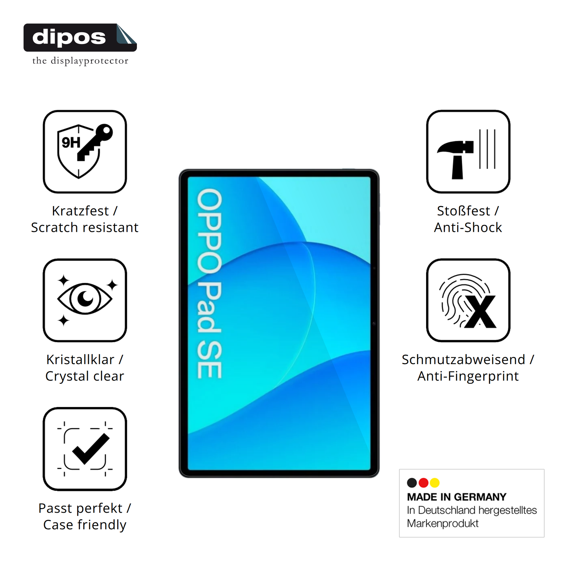 Displayschutz hergestellt in Deutschland, höchste Qualität made in Germany