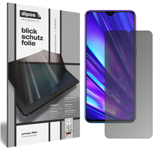 Blickschutzfolie von dipos passend für Oppo Realme 5s, präziser Zuschnitt und blasenfrei montiert