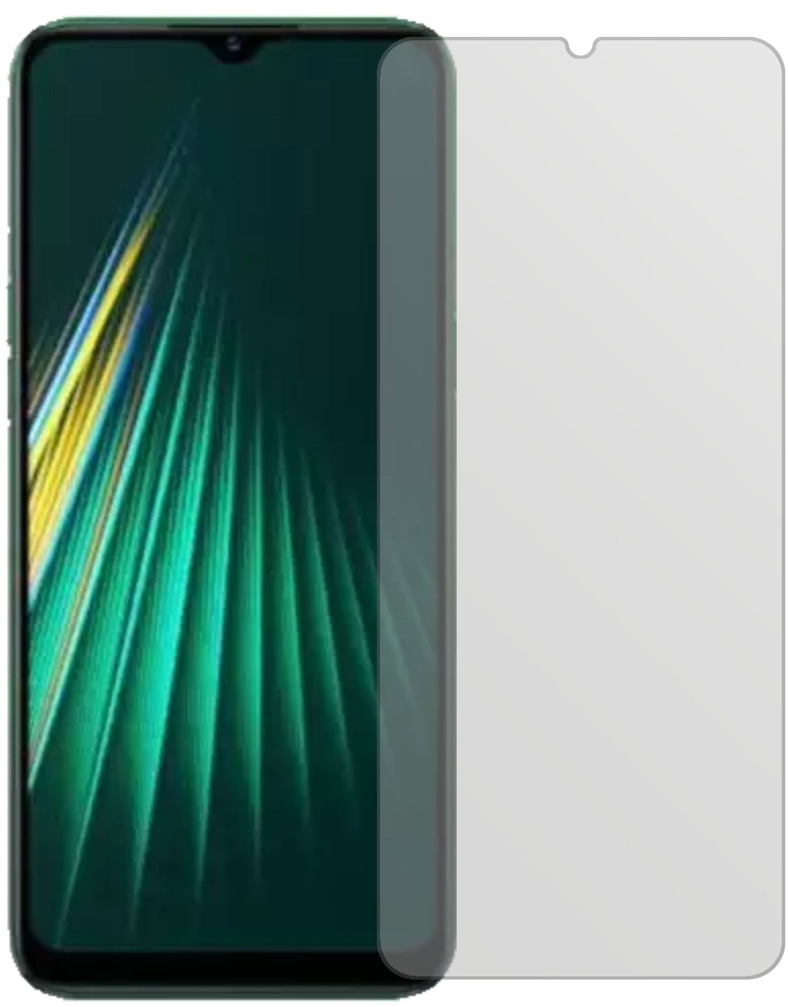 OppoRealme Narzo 10A mit aufgebrachter dipos Displayschutzfolie, die lästige Fingerabdrücke minimiert