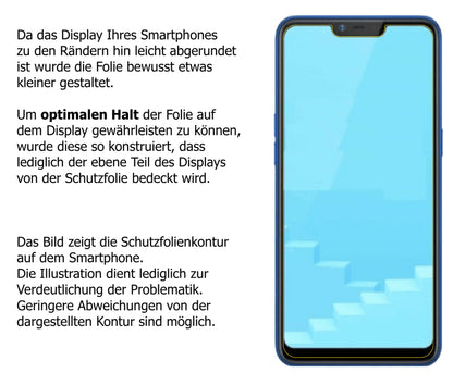 dipos Displayschutz für Oppo Realme C1 (2019), transparente Oberfläche, perfekte Passform auch für die Rundungen