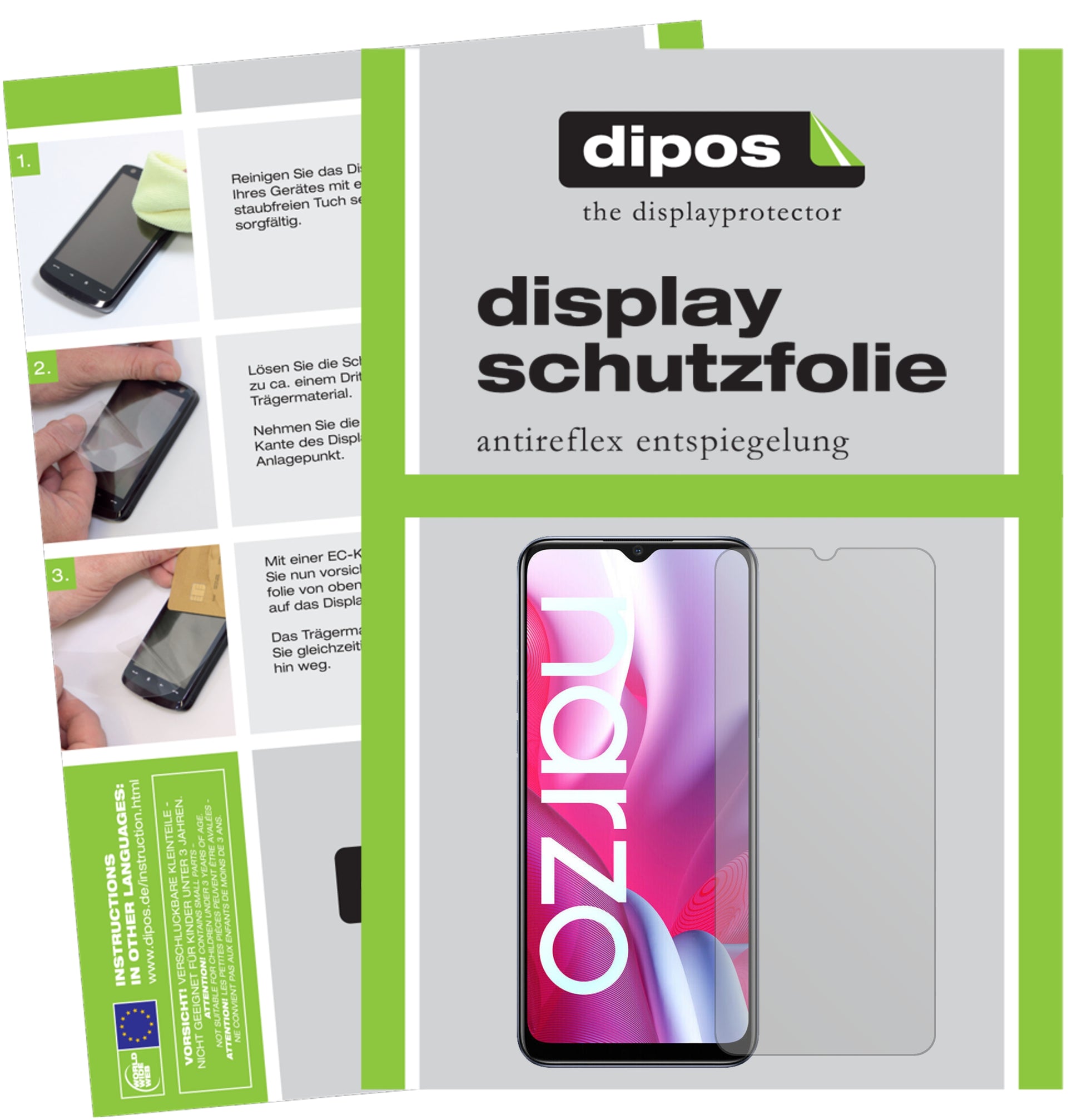 Mattes Panzerglas: Entspiegelte, dünne Folie, Fingerabdruckresistenz und Bildschirmschutz für Oppo-Realme Narzo 20