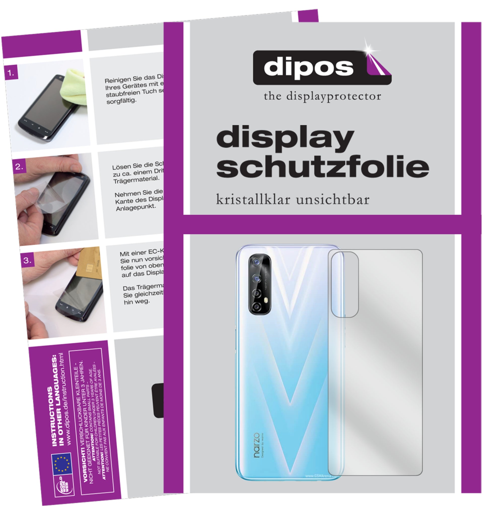 Kristallklare, dünne Schutzfolie: Kratzfest & passgenau für Oppo-Realme Narzo 20 Pro Rückseite