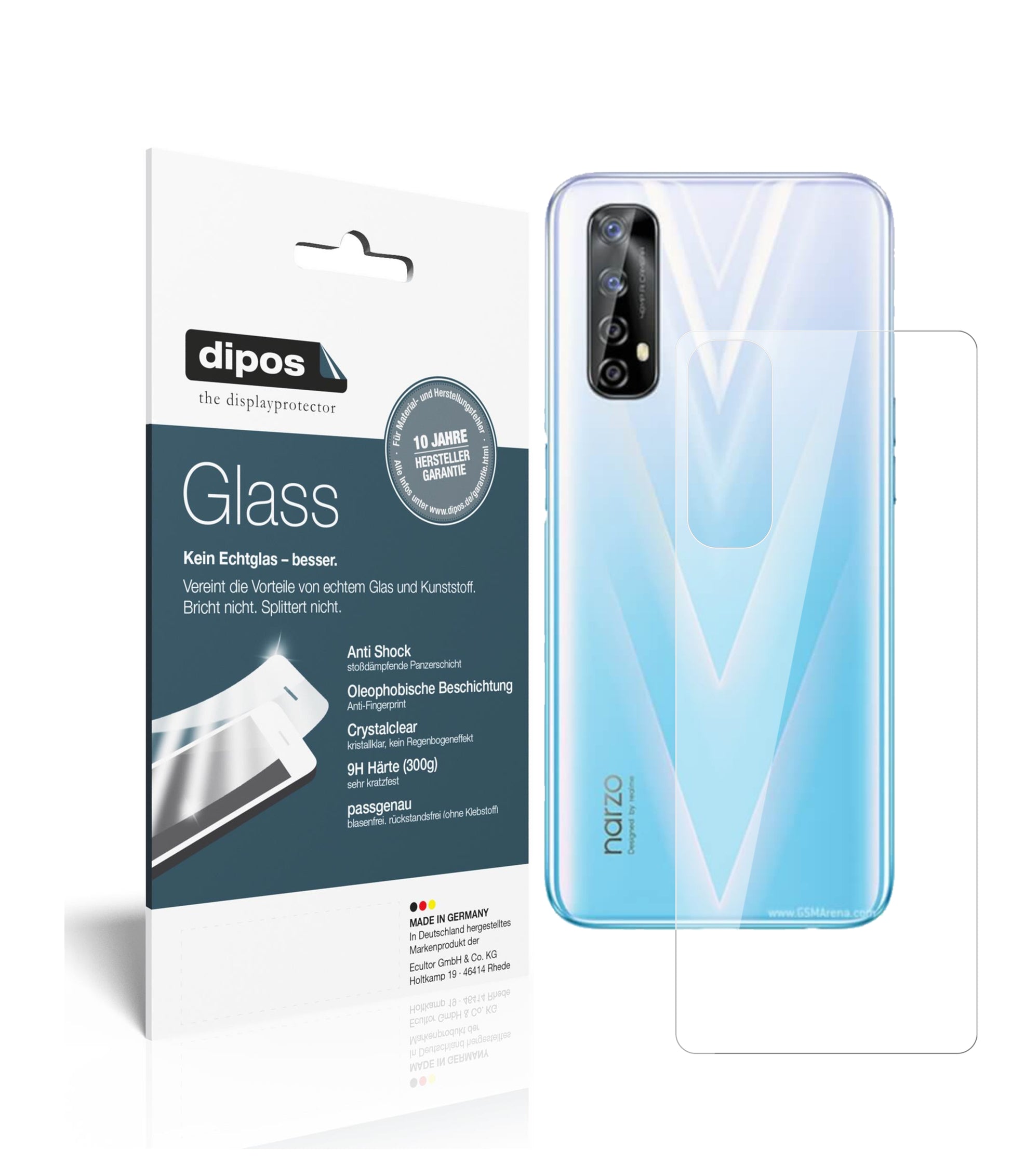 Perfekte Passform und ultimative Qualität: Unser 9H Panzerglas bietet Schutz für Oppo-Realme Narzo 20 Pro Rückseite