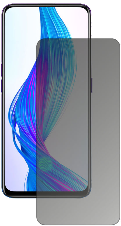 OppoRealme X Master Edition mit aufgebrachtem dipos Displayschutz, der seitliche Einblicke blockiert