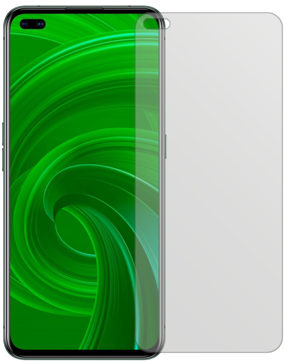 OppoRealme X50t 5G mit aufgebrachter dipos Displayschutzfolie, die lästige Fingerabdrücke minimiert