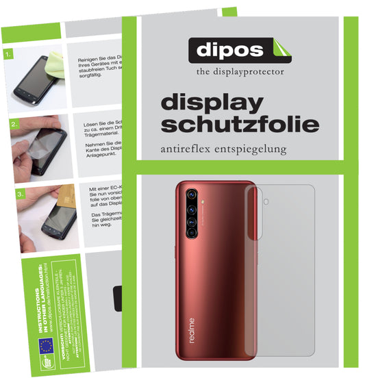 Matte Displayschutzfolie von dipos passend für Oppo Realme X50t 5G Rückseite, präziser Zuschnitt und blasenfrei montiert