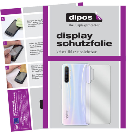 Klare Displayschutzfolie von dipos passend für Oppo Realme XT Rückseite, präziser Zuschnitt und blasenfrei montiert
