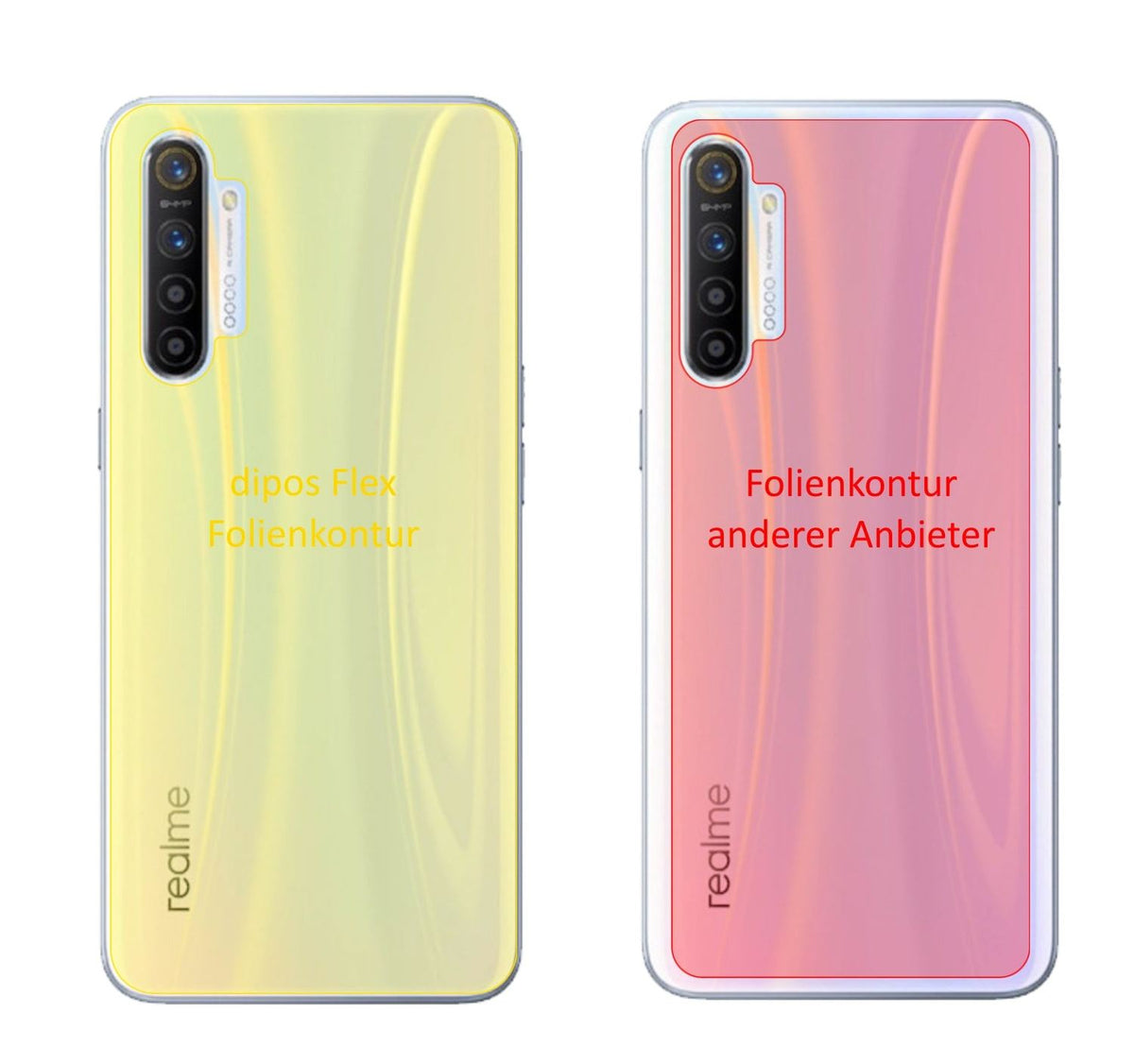 3x 3D Full Cover Schutzfolie für Oppo Realme XT Rückseite