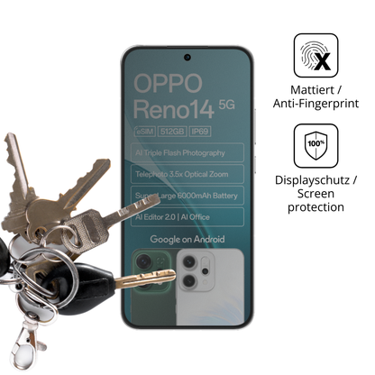 dipos Displayschutz für Oppo Reno14 5G, mattierte Oberfläche, Blickschutzfilter und perfekter Passform