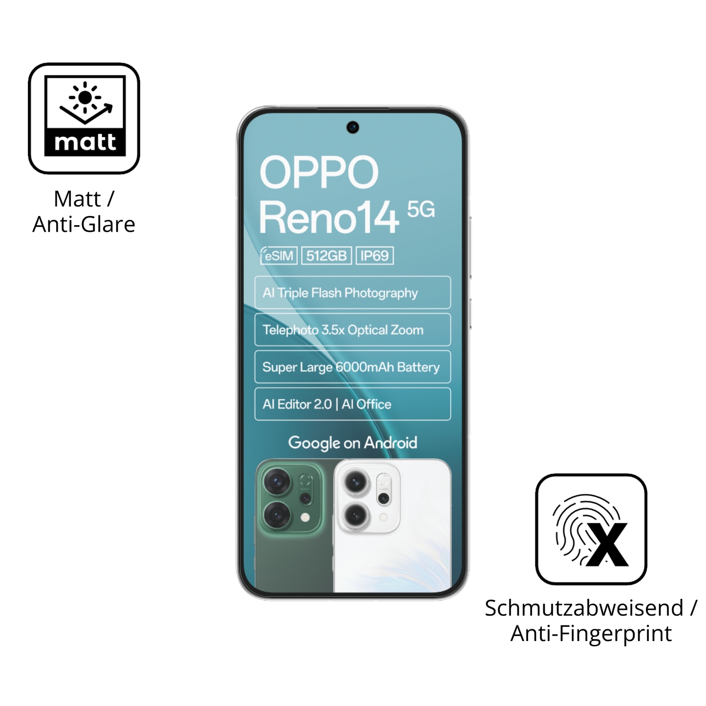 9H Hartbeschichtete, flexible Folie passend zugeschnitten für Oppo Reno14 5G