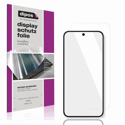 Klare Displayschutzfolie von dipos passend für Oppo Reno 15, präziser Zuschnitt und blasenfrei montiert