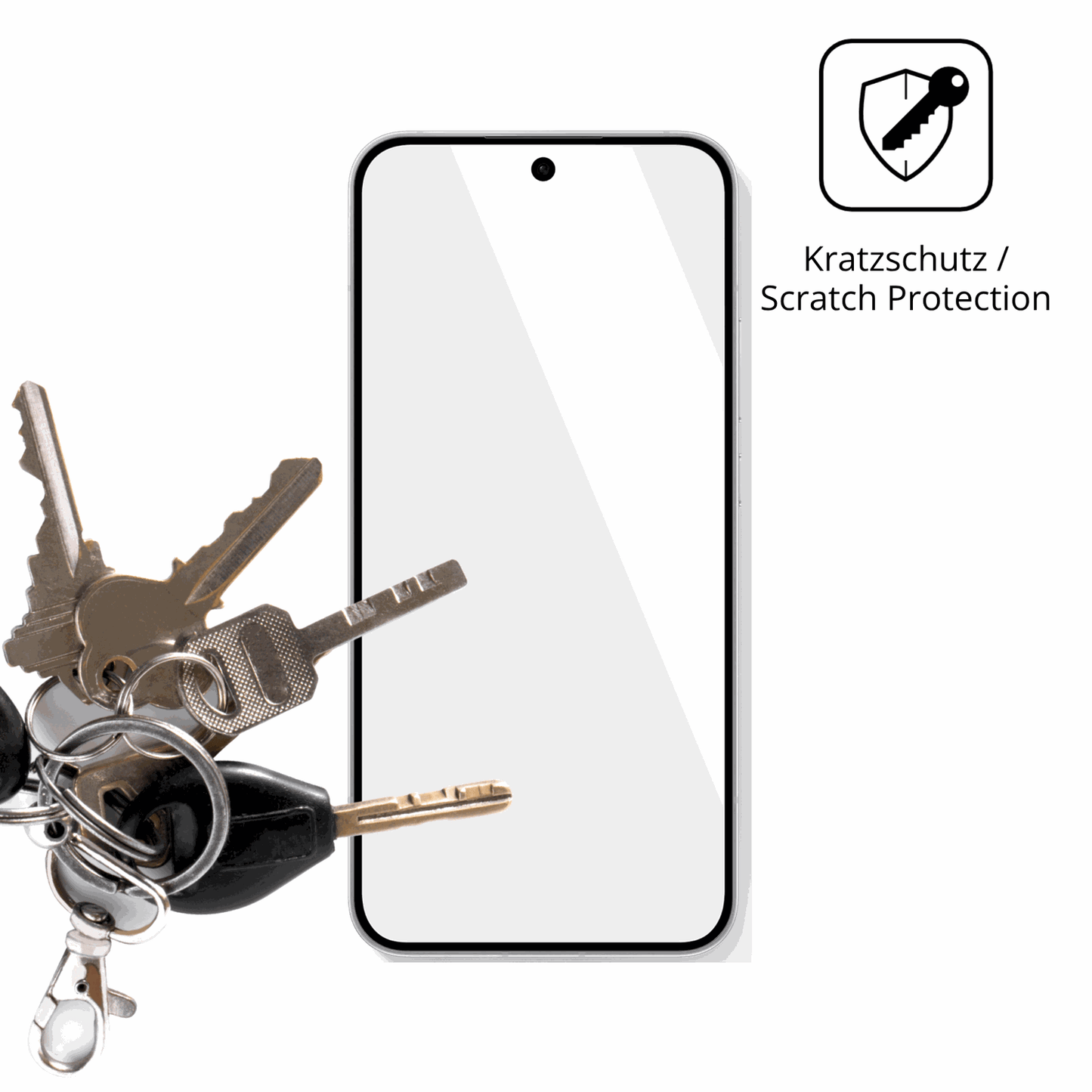 Schutz gegen Kratzer auf dem Oppo Reno 15 Glas durch Schlüssel oder Ähnliches