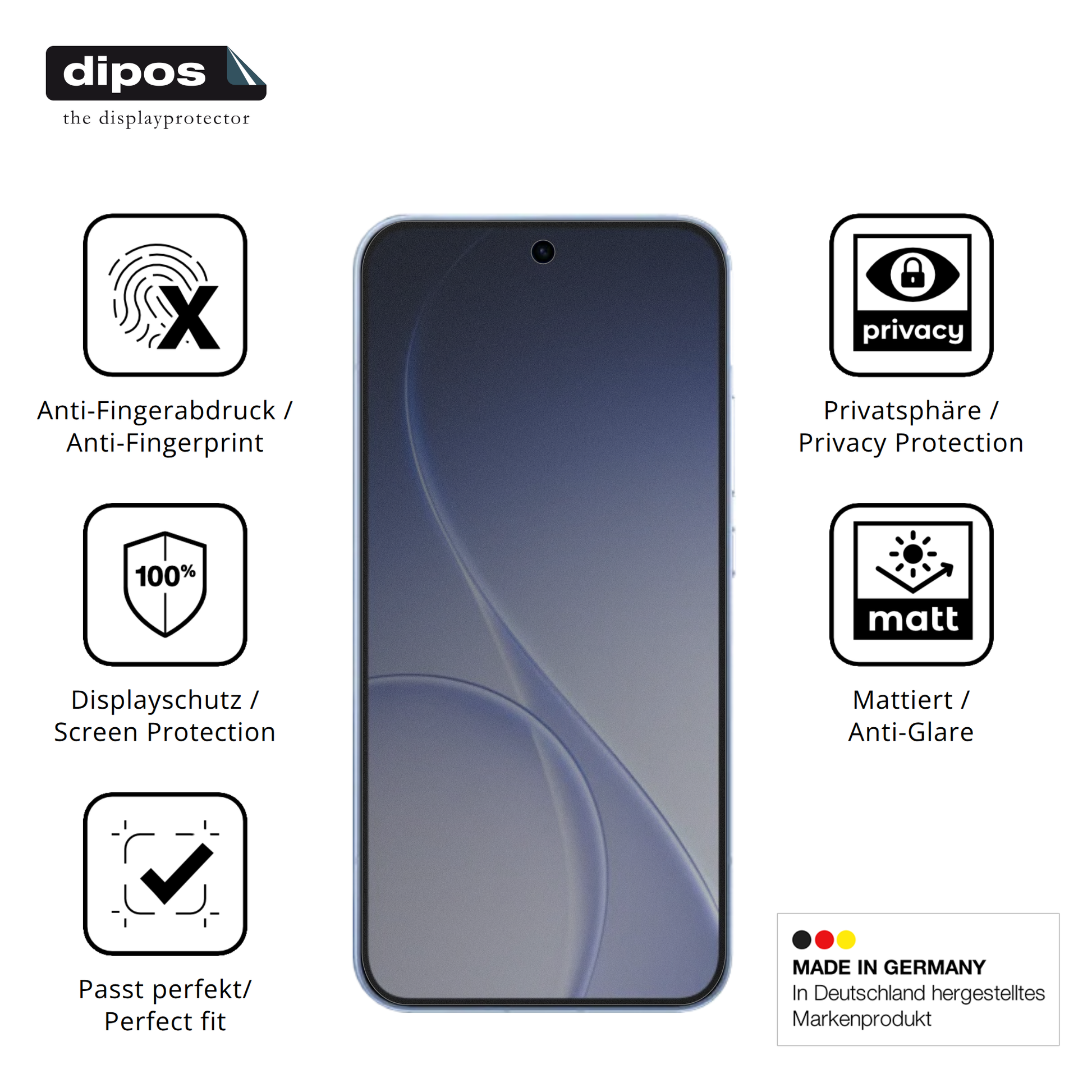 Privatsphäre-Schutz durch Sichtschutz-Folie passend zugeschnitten für Oppo Reno15c